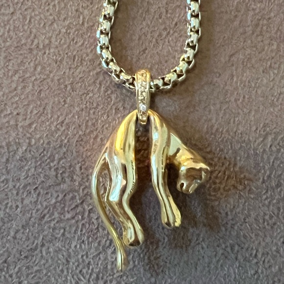 Gold Plated Antique Panther Charm and Diamond Bale - Picture 8 of 16